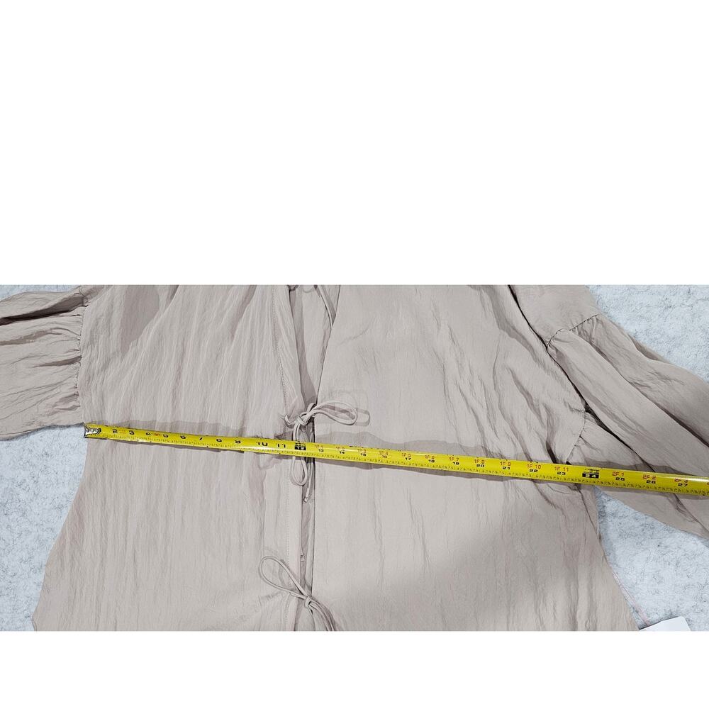 Topshop Blouse Cardigan Tie Front, Ruffle, Beige, New, Drop Sleeve , Sz 6, New - Picture 7 of 13